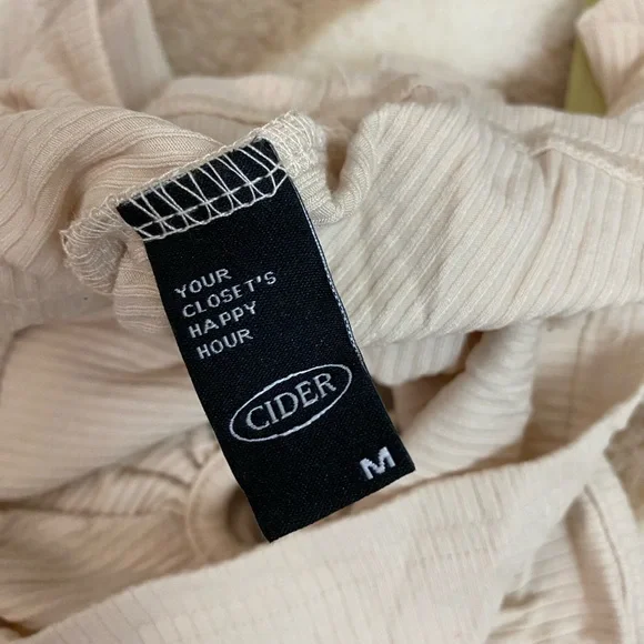 Cider Solid Ruffle Knotted Bow Ruffle Ribbed Tank - Picture 4 of 4